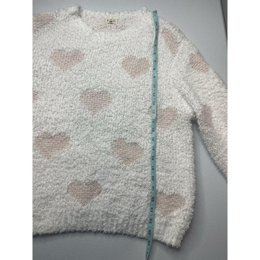 POL Sweater White With Pink Hearts Sweatshirt Size Medium Soft! - Picture 4 of 7